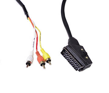 Шнур шт.СКАРТ - 3шт.RCA з перемик. вхід-вихід 1,5м d7мм 5-0103