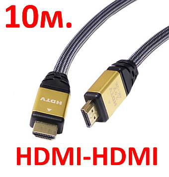 Шнур шт.HDMI - шт.HDMI 5-0515 V2.0 d-8мм, сітка, сірий 10м