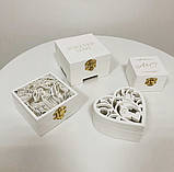 Коробочка скринька для обручок у формі серця з датою весілля з гравіюванням Manific Decor з дерева, фото 3