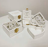 Коробочка скринька для обручок у формі серця з датою весілля з гравіюванням Manific Decor з дерева, фото 4