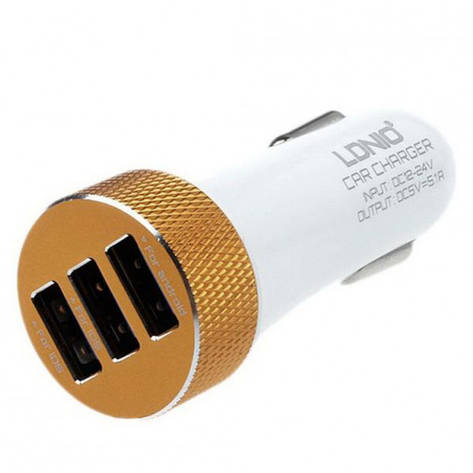 АЗУ (Автомобільний Зарядний Пристрій) Ldnio DL-C50 3USB 5.1 A White, фото 2