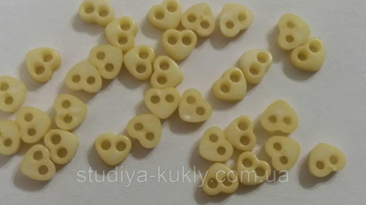 Гудзики для ляльок мікро, серденько, розмір 3*4 мм, №16МС
