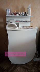 Маникюрный стол с полочками белый 2