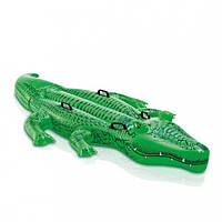 Детский надувной плотик Зеленый Крокодил с ручками Intex 58562 203х114см