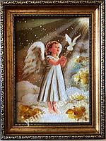 Картина з бурштину - Янголятко , картина подарунок