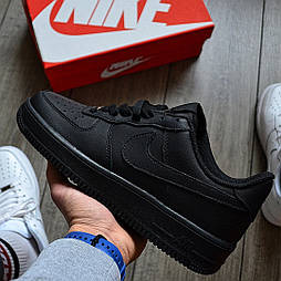 Чоловічі кросівки Nike Air force 1 low black чорні 40-44р. Живе фото (топ ААА+)