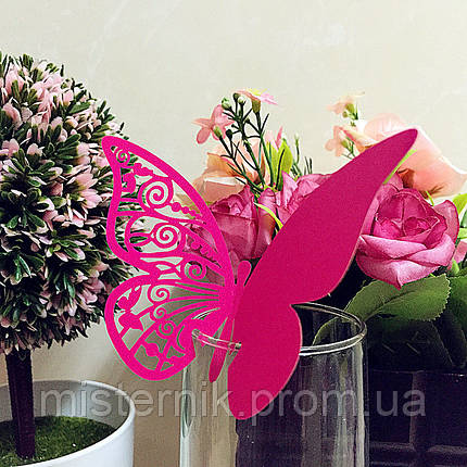Декор для прикрашання келихів, весільні картонні метелики, фото 2
