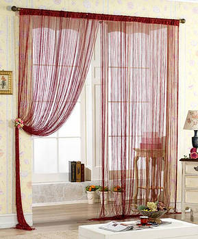 Нитяні шторки з люрексом однотонні