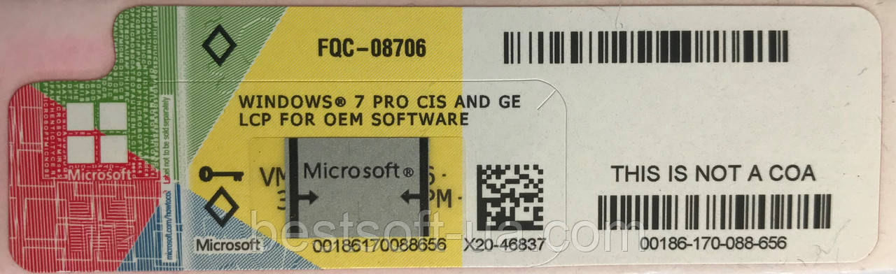 Microsoft Windows 7 Professional 64-bit, UKR, OEM-версія (FQC-08706) X20