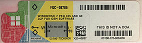 Microsoft Windows 7 Professional 64-bit, UKR, OEM-версія (FQC-08706) X20
