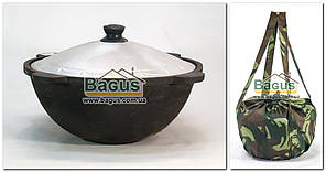 Чавунний наманганський (узбекський) казан 4,5 л з алюмінієвою кришкою (d-28 см, настінка 5 мм) і чохлом, відшліфований