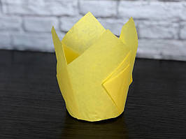 Форма паперова для капкейків ТЮЛЬПАН  Жовтий, Д50мм, висота 60-80мм (Комплект 10шт)