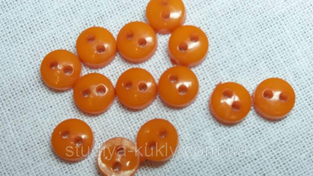 Гудзик для ляльок міні 6 мм. Помаранчевий, № 6.14, фото 1