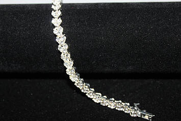 Стильний вечірній браслет сріблястий з камінням