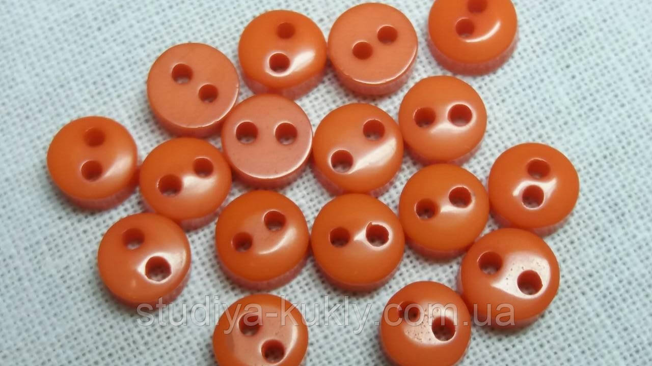 Гудзик для ляльок міні 6 мм. Помаранчевий, № 6.18, фото 1