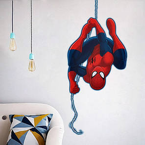 Наклейка на стіну, дитячі наклейки, стікери "Людина-павук Spider-Man" 88см*40см (лист 60*45см), фото 2