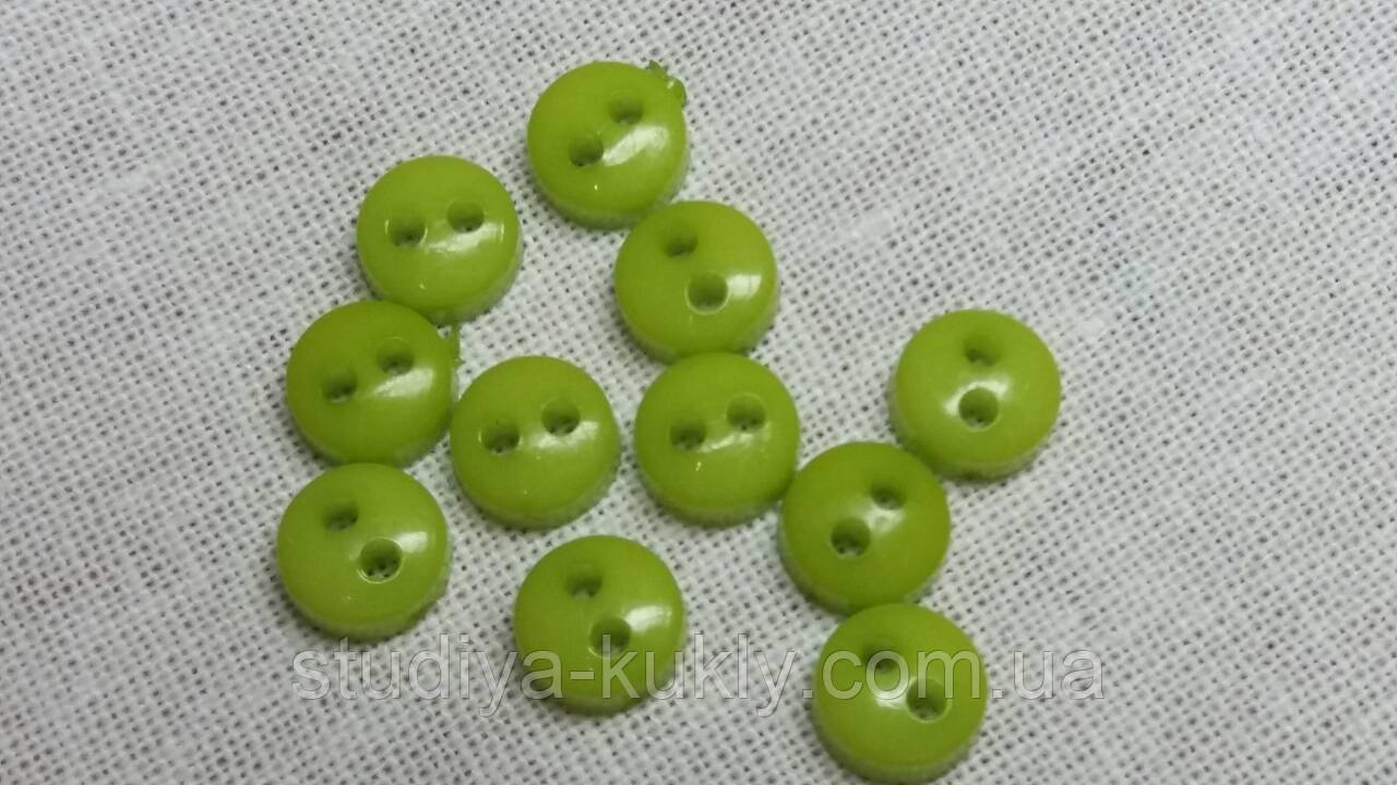 Гудзик для ляльок міні 6мм. Салатовий, № 6.26, фото 1