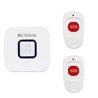 Бездротова система виклику медперсоналу з 2 кнопками RETEKESS TH101-2 до 150 метрів, біла