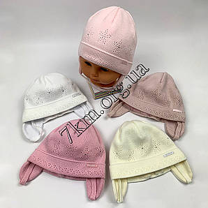 Шапка дитяча в'язка + підкладка бавовна для дівчаток "Ніжна" 40-42 р.р. Оптом 458