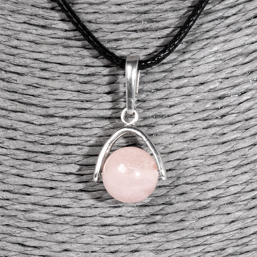 Срібний кулон із брилом морганіт, Ø10 мм, 1260КЛБ