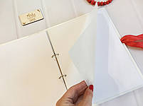 Білий фотоальбом з дерева  "Love story" у дерев'яній обкладинці з калькою (листи А4 или 31х24 см), фото 4