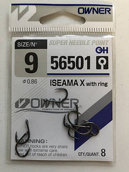Крючок Owner 56501 ISEAMA X w/Eye #9 (qty. 8)