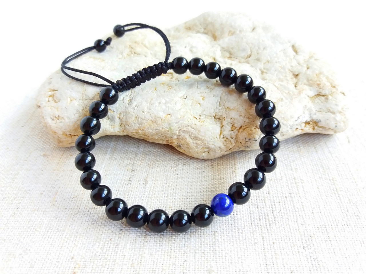 Браслет Чорний Турмалін Лазурит d 6мм
