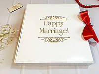 Дерев'яна коробка "Happy Marriage!" 35,8х31,4х5,5 см Біла, фото 2