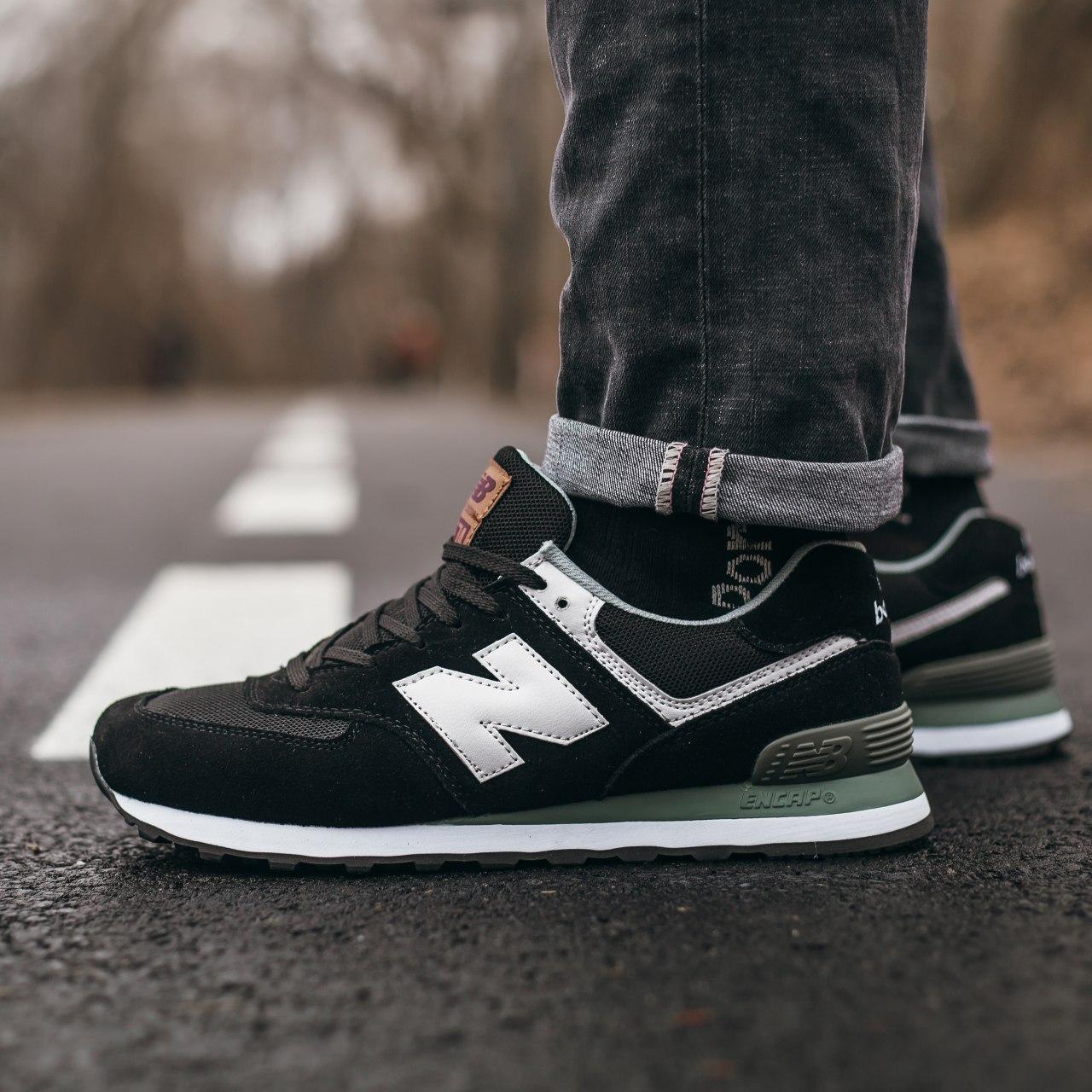 Кросівки чоловічі New Balance 574 Black/White int Нью баланс