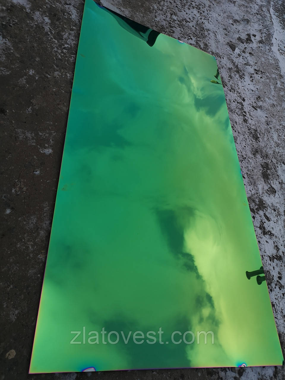 Оксид титану ДИЗАЙНЕРСКОевого зеленого кольору на н/ж сталі, фото 1