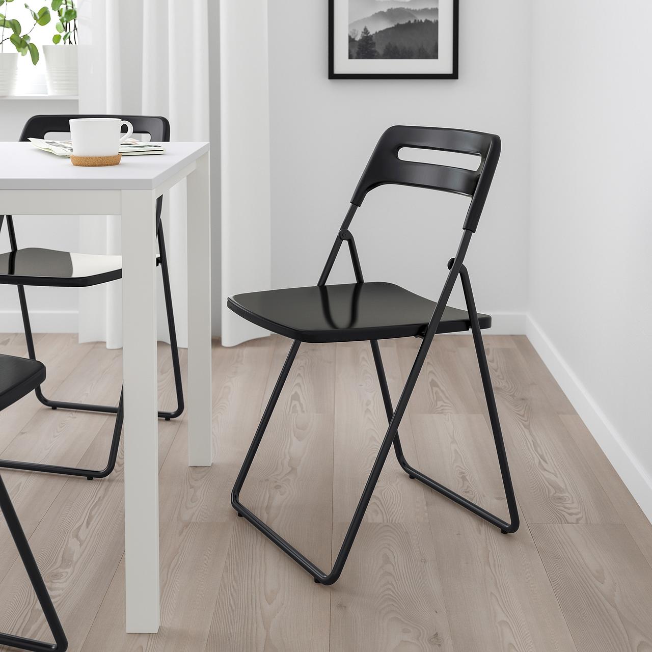 Стул складной черный, стілець NISSE, IKEA, 301.150.66