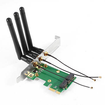 HEXIN Адаптер PCI-E 1x mini PCIE Wi-Fi MIMO 3 антени SMA/RP-SMA link Adapter wireless бездрот