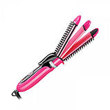 Плойка праску для волосся гофре 3 в 1 Gemei GM 2922 Pink (SH007711), фото 4