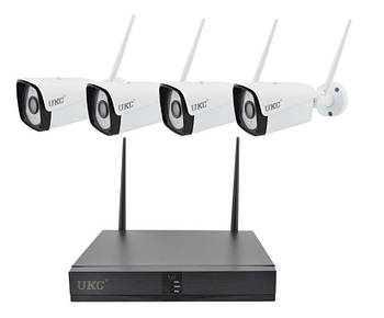 Відеореєстратор 4 канальний і 4 камери DVR KIT CAD Full HD UKC 8004/6673 S