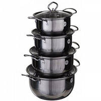 Набір каструль з нержавіючої сталі з прозорими кришками A-plus 2062, 4 шт (SH010165)