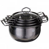 Набір каструль з нержавіючої сталі з прозорими кришками A-plus 2062, 4 шт (SH010165), фото 3