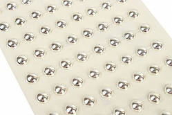 Напівкисинки намистин, колір срібний, на клейовій основі, 8 мм, 144 шт.