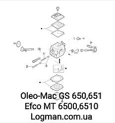 Оригінальний ремкомплект карбюратора Oleo-Mac GS 650,651/Efco MT 6500,6510