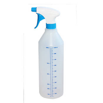 Пульверизатор із пляшкою 0,9 л зі шкалою в мл і %, синій. 26208