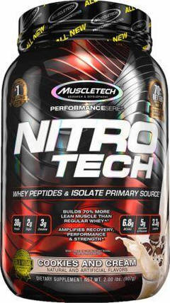 Сироватковий ізолят із креатином MuscleTech Nitro-Tech Protein Powder 998 г, фото 3