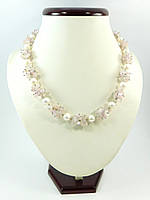Эксклюзивное ожерелье "Розовая вуаль", Изысканное ожерелье из натурального камня, красивые украшения