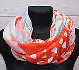 Шарф снуд жіночий повітряний з бавовни з візерунком і принтом абстракція колір червоний 180*45, фото 3