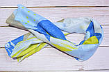 Шарф снуд жіночий повітряний з бавовни з візерунком і принтом абстракція колір блакитний 180*45, фото 3