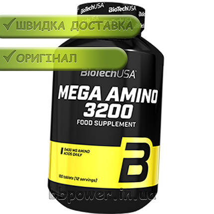 Комплекс амінокислот BioTech Mega Amino 3200 100 таб, фото 3