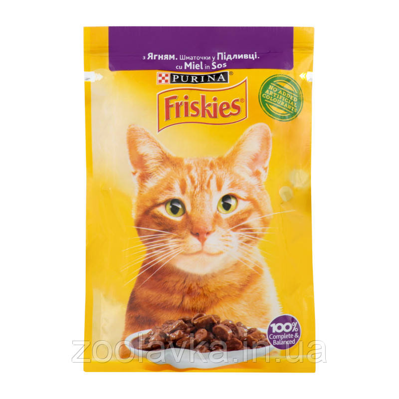 Purina Friskies Консерви для кішок шматочки в підливі з ягням 85 г, фото 1