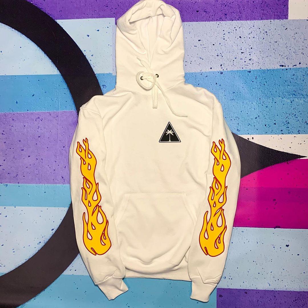 Толстовка белая Palm Angels Fire • худи Палм Анжелс XS
