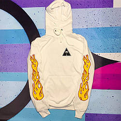 Толстовка белая Palm Angels Fire • худи Палм Анжелс XS