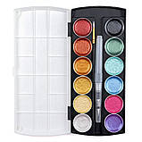 Акварельні фарби з перламутром для малювання металік 12 кольорів, набір для малюванням, фото 4