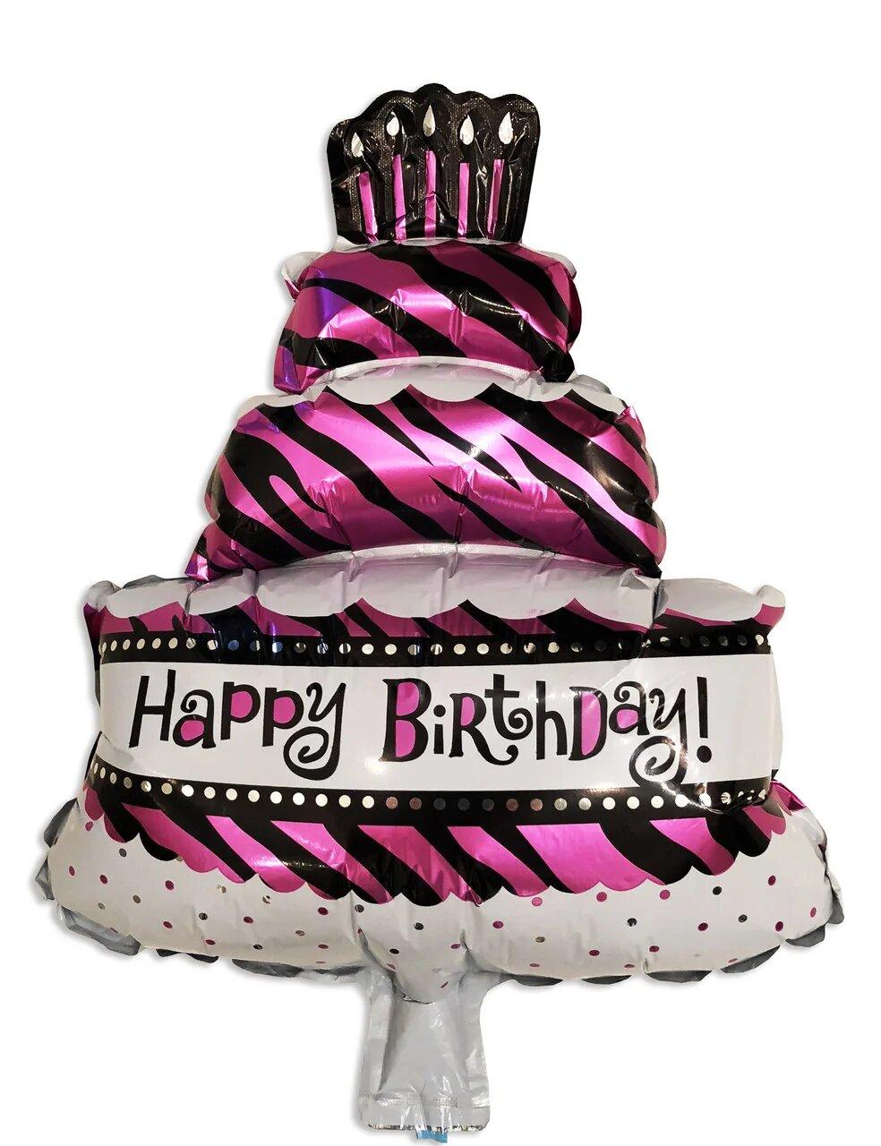 Фольгована  кулька міні-фігура Тортик рожевий, 40х28см