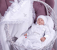 Комплект одягу для хрещення хлопчика "Бантик + Фрак New" білий, 68, 74 розмір